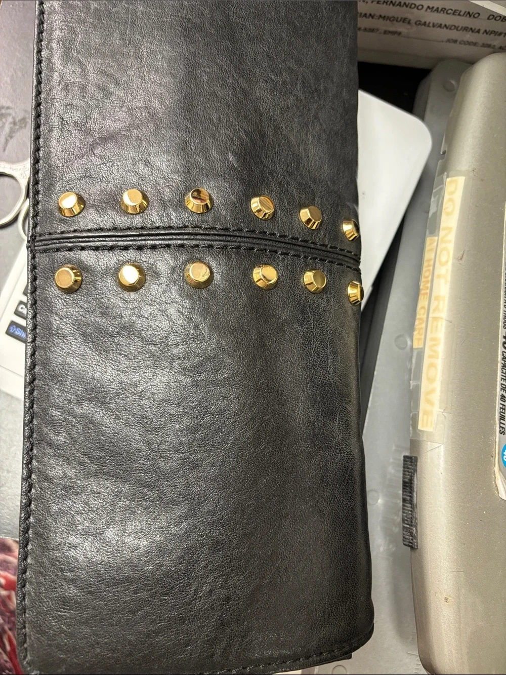 Michael Kors Black Leather Logo-Trim Crossbody Wallet- NWOT- 025# 07-24-26